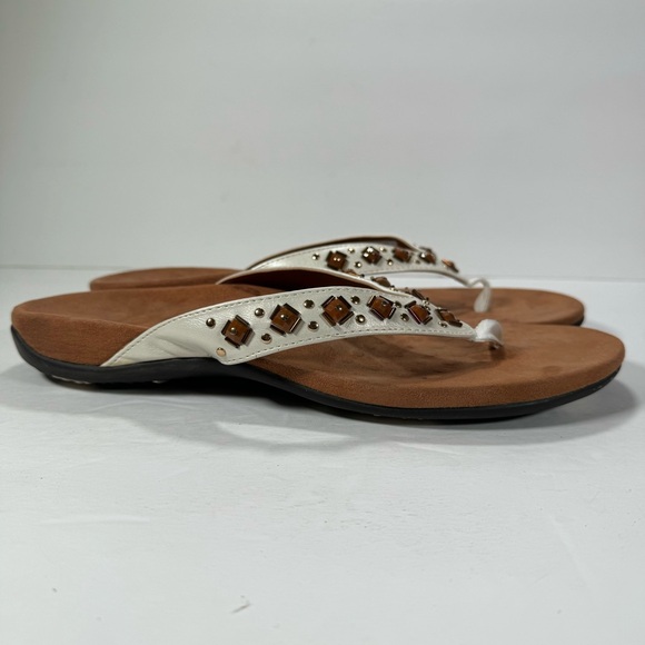 Vionic Floriana White Beaded Thong Comfort Flip Flop Sandals Women’s Size 12 - Picture 5 of 12